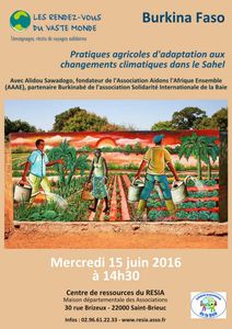 Venez rencontrer notre partenaire du Burkina-Faso le 15 juin