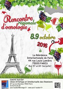 8 et 9 octobre 2016 : rencontre d'oenologie à Paris