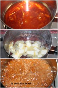 Caramel beurre salé pour acccompagner des pommes sautées et une crème à la ricotta