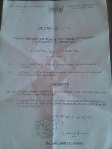 CENTRAFRIQUE: CATHERINE SAMBA PANZA A T-ELLE NOMME MARTIN ZIGUELE MINISTRE D’ETAT PAR UN DÉCRET MUET ?