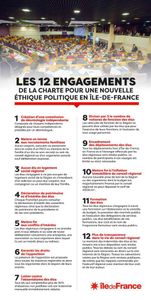21 janvier Conseil Régional Ile de France : 12 engagements concrets pour une nouvelle éthique politique