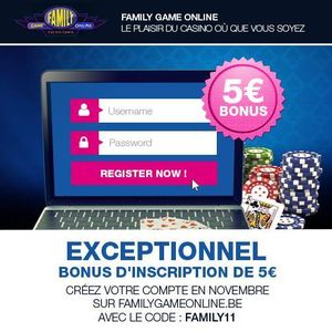 bonus chez family games online , 5 euro offert à l'inscription jusqu'a fin novembre