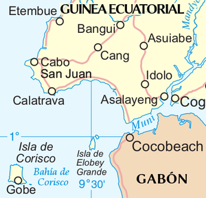 golfo de Guinea, desembocadura del Estuario de Muni.