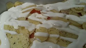 Gratin de pommes de terre et saumon fumé