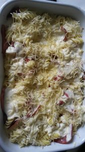 Gratin pâtes-bacon-raclette