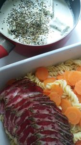 Gratin mi-pâtes mi-carottes