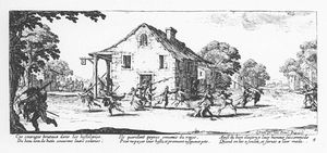 Misères de la guerre.Pillage dessin de Jacques Callot.
