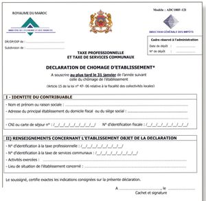 Déclaration de chômage Dernier délai, le 31 janvier La formalité cible les entreprises «en veilleuse» pendant une année Objectif: obtenir une baisse ou une annulation de certains impôts locaux
