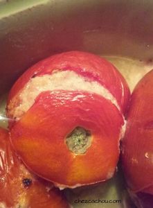 Tomates farcies au chèvre et à la coppa