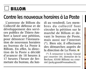 Nouveaux horaires de La Poste - Mobilisons nous