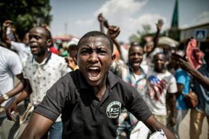 Brazzaville, capitale du Congo,19 mars 2016. Un supporter de l’opposant Jean-Marie Michel Mokoko, candidat contre Sassou Nguesso