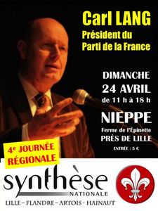 Carl Lang présent à la Journée régionale de Synthèse Nationale samedi 24 avril à Nieppe (59)