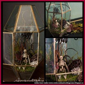 Turn An Old Glass Light Fixture Into A Halloween Terrarium