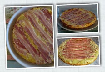Tatin de pommes de terre au fromage de chèvre et lard