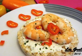 Recette bio : galette de riz poivrons et crevettes