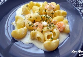Recette : Pâtes aux crevettes et crème de parmesan