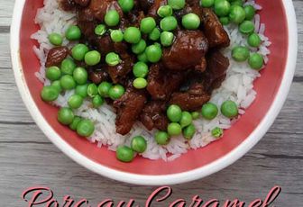 Recette : Porc au caramel et riz aux petits pois