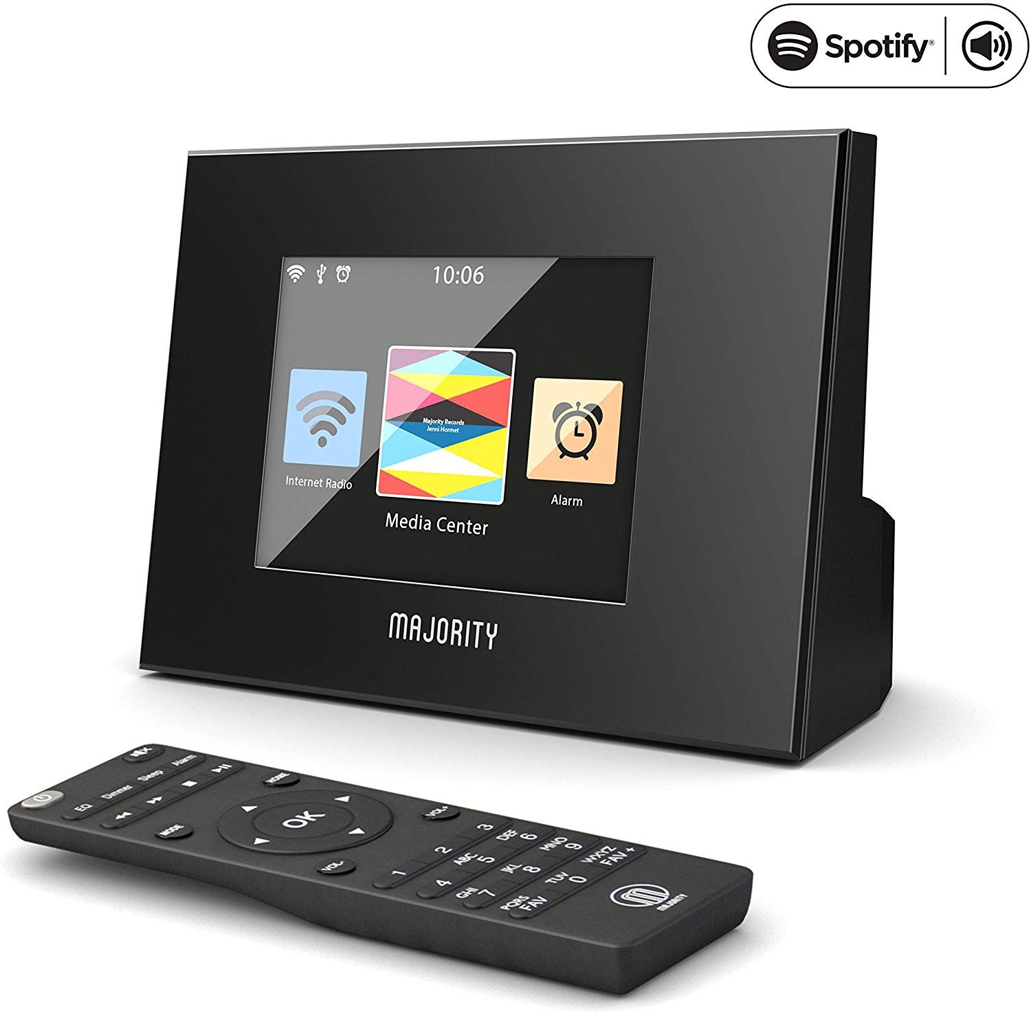 Spotify Connect Fernbedienung DAB//DAB+//UKW Digital-Radio Adapter Bluetooth Dual Wecker Majority Robinson internetradio Wi-Fi WLAN Adapter Schlummerfunktion und Sleeptimer