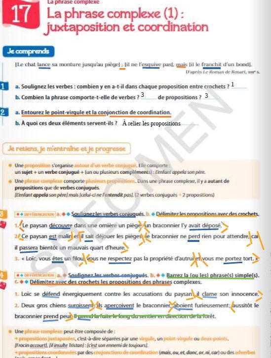 5*1 et 5*2 corrections du cahier de grammaire devoirs de français