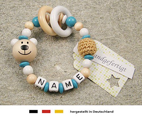 Greifling aus Holzmit NameGeschenkGreifringMädchen59