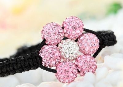 Handmade Shamballa Beads Flower Braided Bracelet