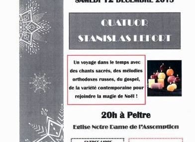 Peltre Concert de Noël le samedi 12 décembre 2015