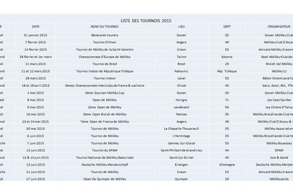 Agenda des tournois 2015 (au 28 janvier)