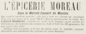 Les Cafés Moreau en 1900 et 1901 à Moulins