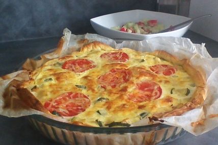 Tarte courgette tomate lardons