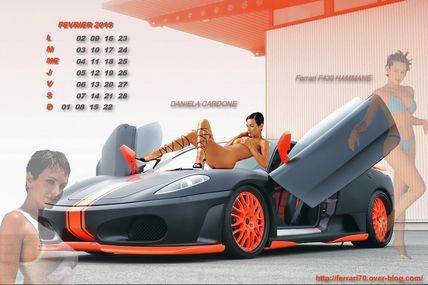 Calendrier sexy fevrier 2015 Ferrari f430 hammane - daniela cardone