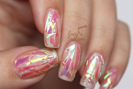 Pink Shattered Glass Nails with TUTORIAL