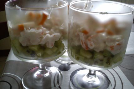 Verrines fraîches de surimi au concombre