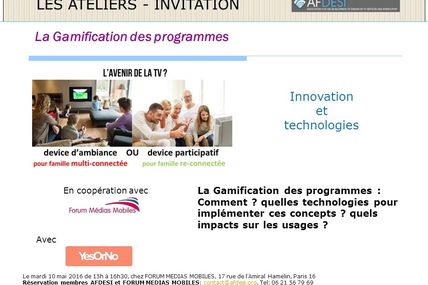 Atelier AFDESI: La Gamification des programmes - 10 mai 2016