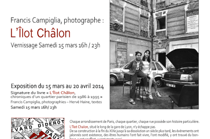 Samedi 26 avril à partir de 18 heures rencontre autour des photos de l'Îlot Châlon avec Francis Campiglias