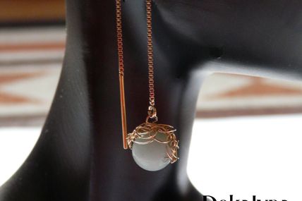 Boucles d'oreilles plaque or et pierre gemme Jade