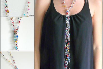 Sautoir multicolore pierres de gemme