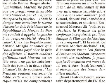 La Provence Les Alpes - Articles : Premier Tour des Elections Presidentielles 2017 dans les Hautes-Alpes