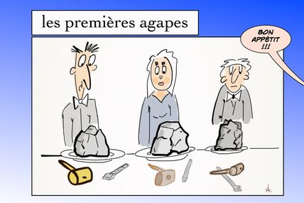 Les premières agapes.