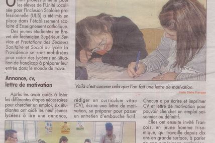La Providence : de Jeunes lycéens handicapés vers l'insertion
