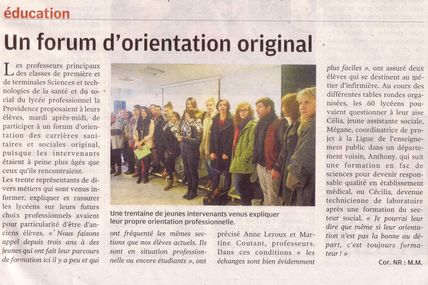 UN FORUM D'ORIENTATION ORIGINAL