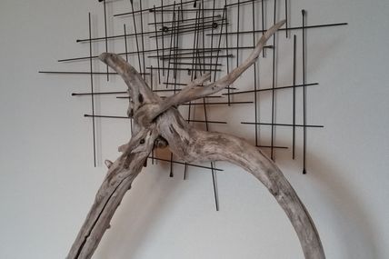 Sculpture "Archer" en bois flotté 80 x 80 cm