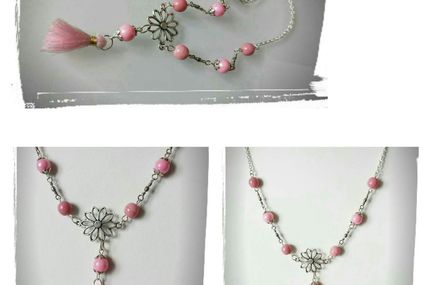 Ma collection de roses , un collier mi-long et un sautoir , tout en romantisme