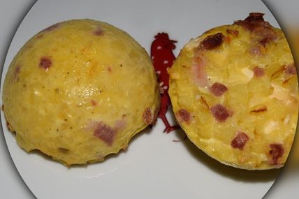 Gâteau de pommes de terre, lardons et kiri