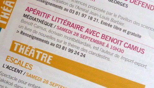 Annonce apéritif littéraire à Montbéliard