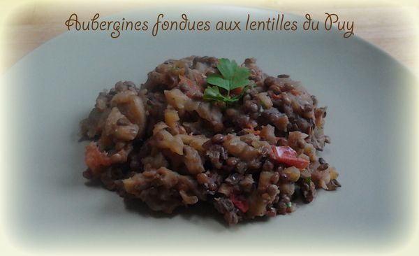 Aubergines fondues aux lentilles du Puy
