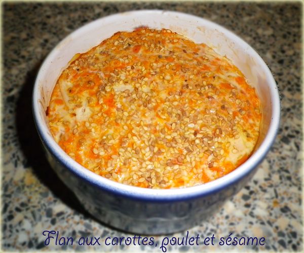 Flan de carottes au poulet et sésame