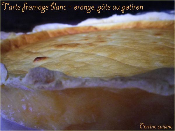 Tarte au fromage blanc à l'orange, pâte au potiron