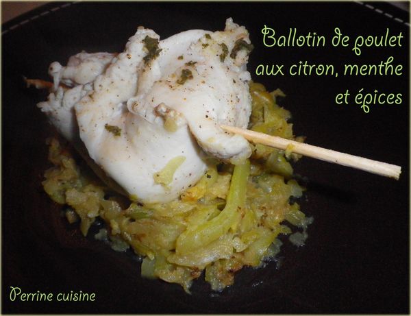 Ballotins de poulet aux citron, menthe, épices et tagliatelles de courgettes