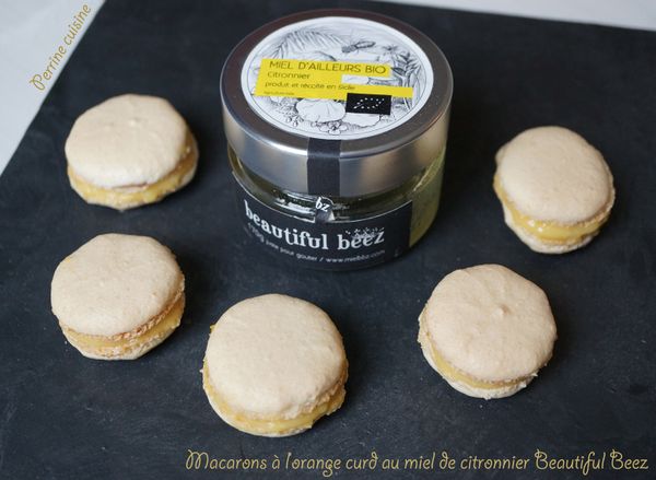 Macarons à l’orange curd au miel de citronnier Beautiful Beez {meringue française}