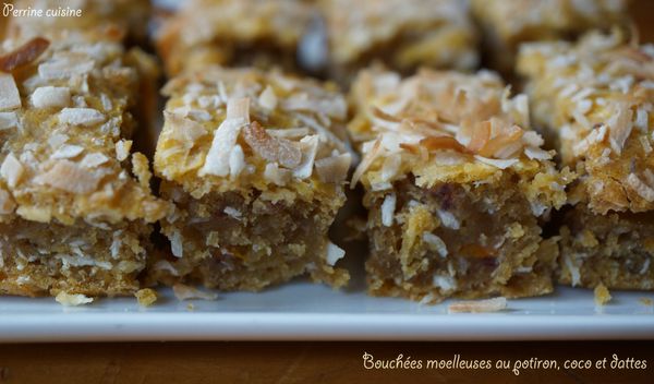 Bouchées moelleuses au potiron, coco et dattes